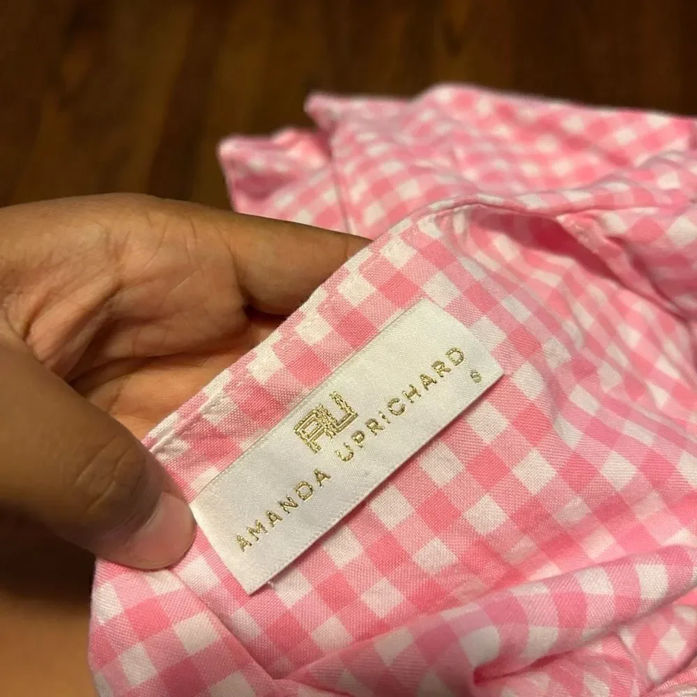 Amanda Uprichard Gingham Top Pink White